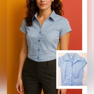 H&M women’s fitted lined blue blouse top new 4